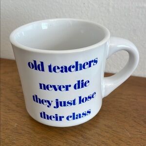 Vintage Teachers Coffee Mug Blue White